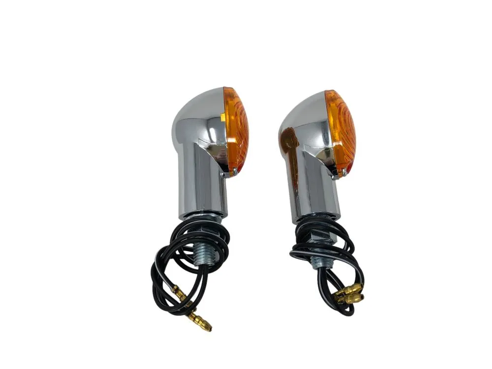 Turn Signal Set (2) Medium Cateye - Chrome - Highway Hawk H68-5061