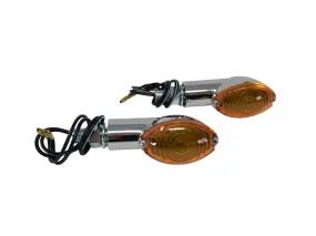Turn Signal Set (2) Medium Cateye - Chrome - Highway Hawk H68-5061