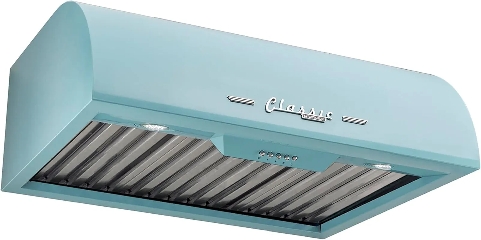 UGP-24CR RH T Classic Retro Electric Range Hood with 3 Fan Speeds and 2 LED Lights, 110-120 V, 24", Ocean Mist Turquoise
