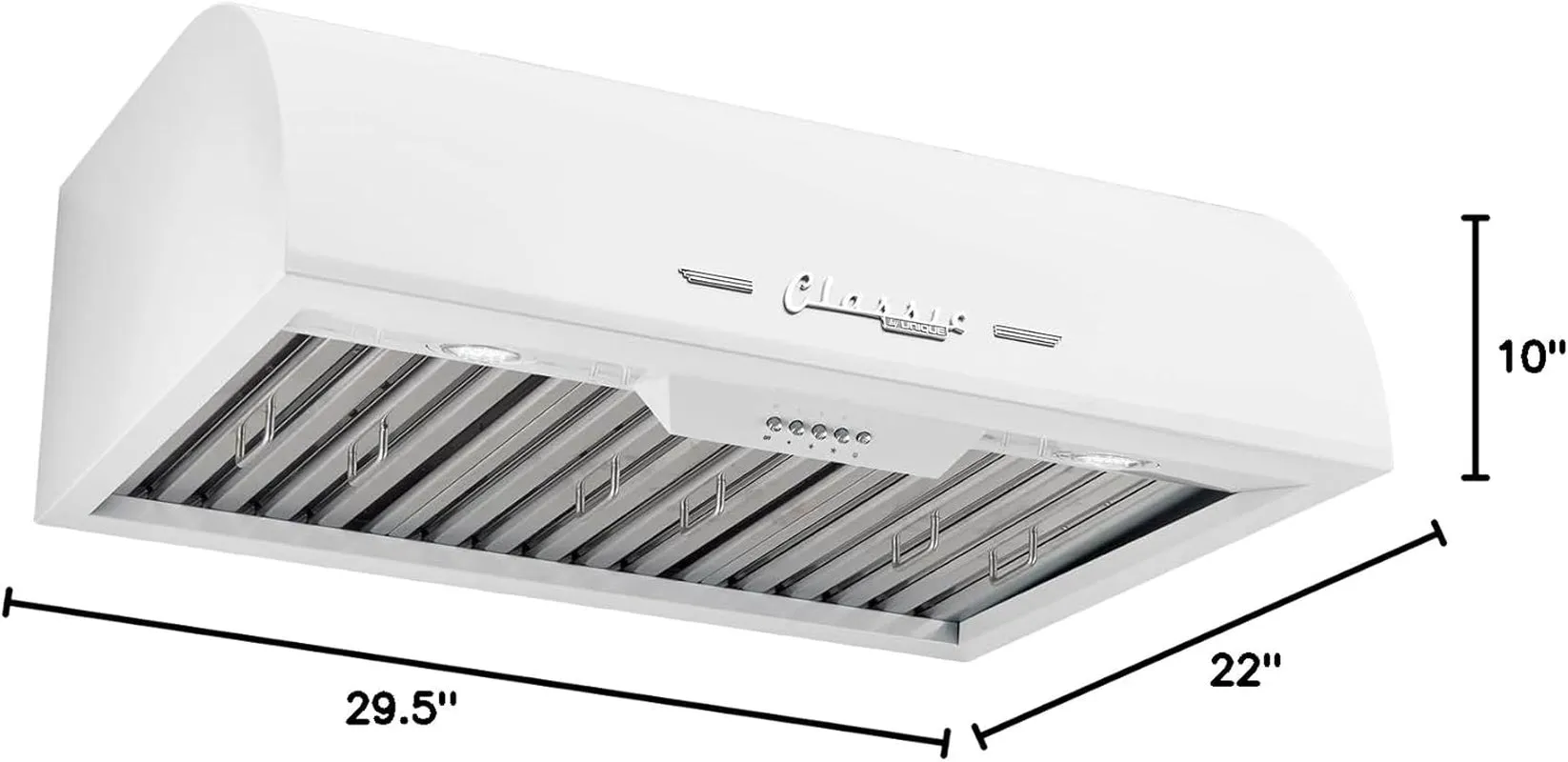 UGP-30CR RH W Classic Retro, Electric Range Hood with 3 Fan Speeds and 2 LED Lights, 110-120 V, 30", Marshmallow White