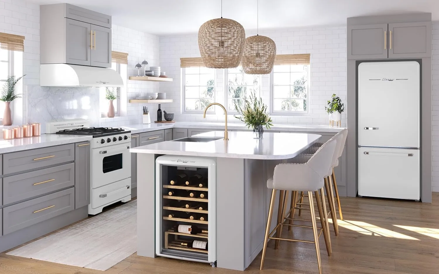 UGP-30CR RH W Classic Retro, Electric Range Hood with 3 Fan Speeds and 2 LED Lights, 110-120 V, 30", Marshmallow White