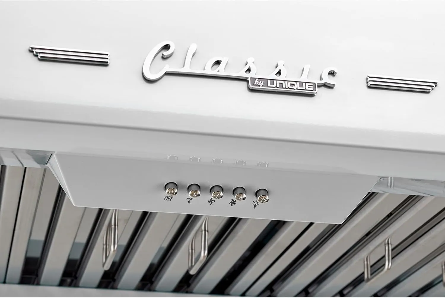 UGP-30CR RH W Classic Retro, Electric Range Hood with 3 Fan Speeds and 2 LED Lights, 110-120 V, 30", Marshmallow White