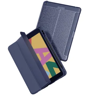 Vegan Leather Rugged Flexible TPU Slim Intelligent Protective Case For Apple iPad 10.2 Inch [9th Gen 2021], [8th Gen 2020], [7th Gen 2019] Apple iPad Air 10.5 Inch [3rd Gen 2019] [Apple Pencil Slot], Azure Blue