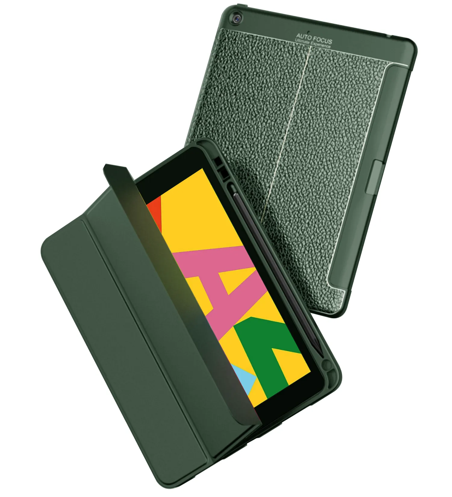 Vegan Leather Rugged Flexible TPU Slim Intelligent Protective Case For Apple iPad 10.2 Inch [9th Gen 2021], [8th Gen 2020], [7th Gen 2019] Apple iPad Air 10.5 Inch [3rd Gen 2019] [Apple Pencil Slot], Tea Green