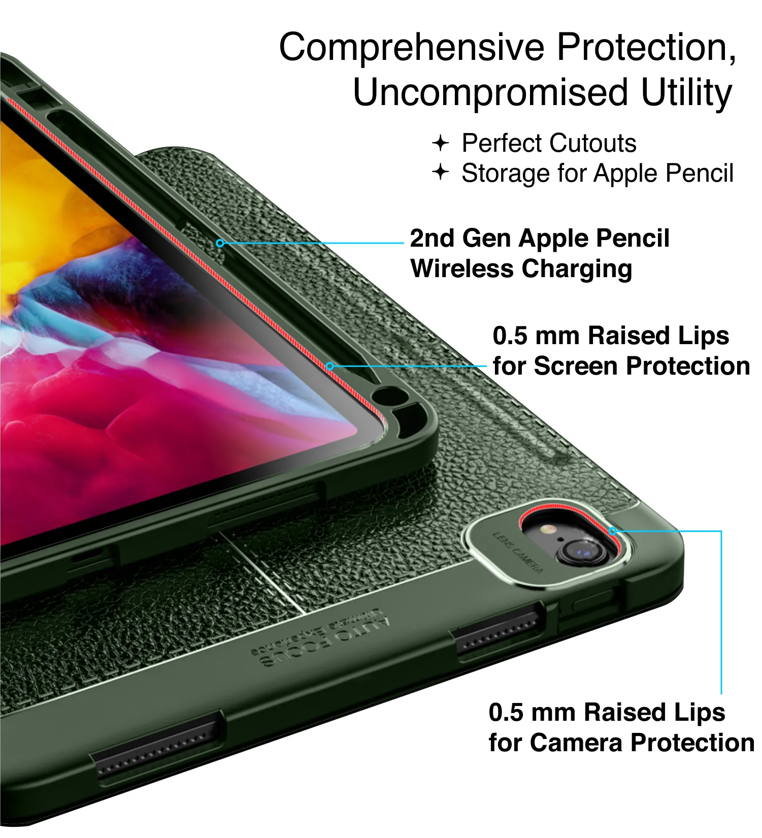 Vegan Leather Rugged Flexible TPU Slim Intelligent Protective Case For Apple iPad Pro 11 Inch [2018], Apple iPad Air 10.9 Inch [4th Gen 2020], Apple iPad Air 10.9 Inch [5th Gen 2022] [Apple Pencil Slot], Tea Green