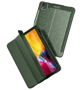 Vegan Leather Rugged Flexible TPU Slim Intelligent Protective Case For Apple iPad Pro 11 Inch [2018], Apple iPad Air 10.9 Inch [4th Gen 2020], Apple iPad Air 10.9 Inch [5th Gen 2022] [Apple Pencil Slot], Tea Green