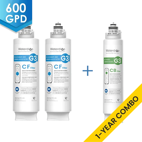 Waterdrop G3P600 RO System Replacement Filters Set - 600 GPD