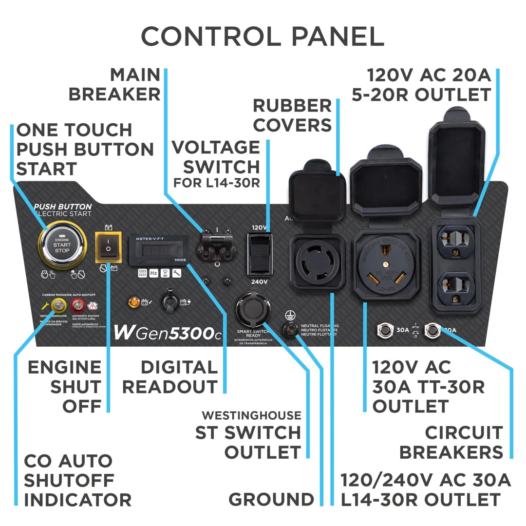 WGen5300c Generator with CO Sensor