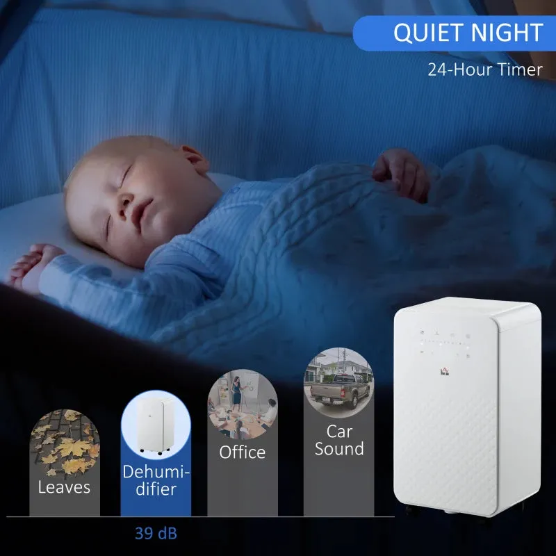White Portable Dehumidifier with Air Purifier, 24H Timer, 5 Modes, 10L/Day