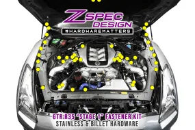 ZSPEC "Stage 1" Dress Up Bolts® Fastener Kit for '09-23 Nissan GTR (R35), Stainless & Billet