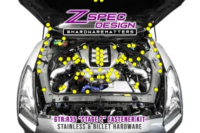 ZSPEC "Stage 2" Dress Up Bolts® Fastener Kit for '09-23 Nissan GTR (R35), Stainless & Billet