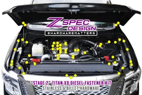 ZSPEC "Stage 2" Dress Up Bolts® Fastener Kit for 16-19 Nissan Titan XD Diesel A61 Cummins, Stainless & Billet