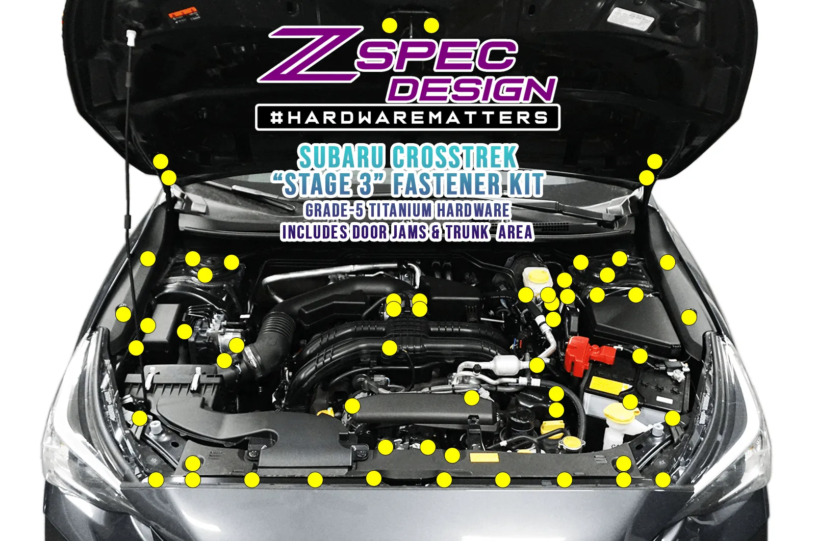 ZSPEC "Stage 3" Dress Up Bolts® Fastener Kit for '18-24 Subaru CrossTrek, Titanium